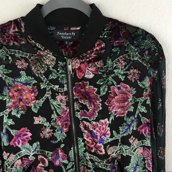 Tolani Velvet Burnout Bomber Jacket - Picture 4 of 8